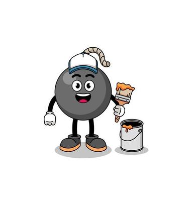 Character mascot of bomb as a painter