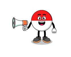 indonesia flag cartoon illustration holding megaphone vector