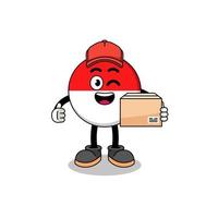 indonesia flag mascot cartoon as an courier vector