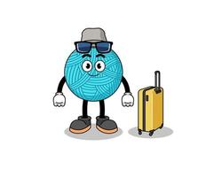 yarn ball mascot doing vacation vector