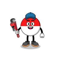 indonesia flag illustration cartoon as a plumber vector