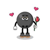 bowling ball mascot falling in love vector