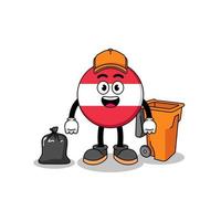 ilustración de la caricatura de la bandera de austria como recolector de basura vector