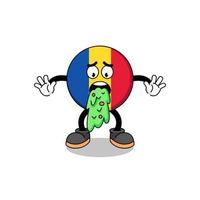 romania flag mascot cartoon vomiting vector