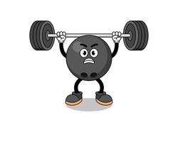 bowling ball mascot cartoon lifting a barbell vector