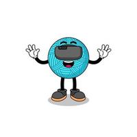 Illustration of yarn ball with a vr headset vector