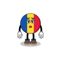 romania flag cartoon with fatigue gesture vector