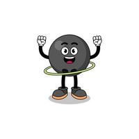 ilustración de personaje de bola de bolos jugando hula hoop vector