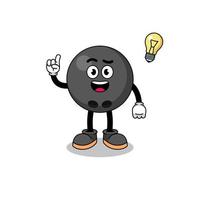 bowling ball cartoon with get an idea pose vector