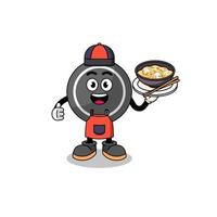 Illustration of hockey puck as an asian chef vector