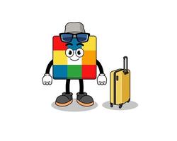 cube puzzle mascot doing vacation vector