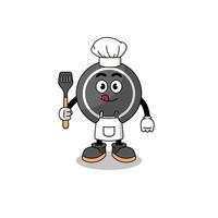 Mascot Illustration of hockey puck chef vector