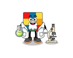 Mascot of cube puzzle as a scientist vector