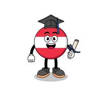 austria flag mascot with graduation pose vector