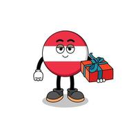 austria flag mascot illustration giving a gift vector