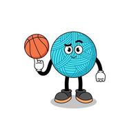 yarn ball illustration as a basketball player vector