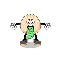 meat bun mascot cartoon vomiting vector
