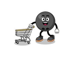 Cartoon of bowling ball holding a shopping trolley vector