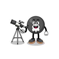 Illustration of bowling ball mascot as an astronomer vector