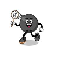 Cartoon of bowling ball catching a butterfly vector