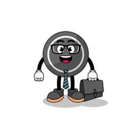 hockey puck mascot as a businessman vector