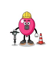 caricatura de personaje de globo trabajando en la construcción de carreteras vector