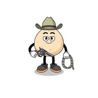 Character mascot of meat bun as a cowboy vector