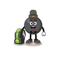 Illustration of bowling ball mascot as a hiker vector