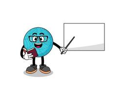 Mascot cartoon of yarn ball teacher vector