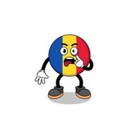 ilustración de personaje de la bandera de rumania con la lengua fuera vector