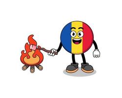 Illustration of romania flag burning a marshmallow vector