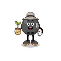 Illustration of bowling ball cartoon holding a plant seed vector