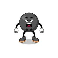 bowling ball cartoon illustration with angry expression vector