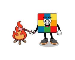 Illustration of cube puzzle burning a marshmallow vector