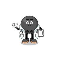 Cartoon mascot of bowling ball doctor vector