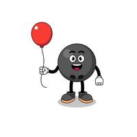 dibujos animados de bola de boliche sosteniendo un globo vector