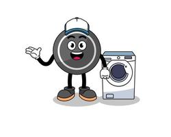 hockey puck illustration as a laundry man vector