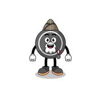 Character cartoon of hockey puck as a veteran vector