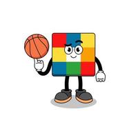 ilustración de rompecabezas de cubo como jugador de baloncesto vector