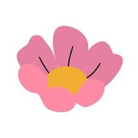 Pink flower in flat style isolated on white background. vector