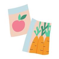 Seeds of vegetables and fruits in bags for seedlings. vector