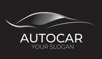 diseño del logotipo del concesionario de automóviles con silueta de icono de vehículo deportivo conceptual sobre fondo negro. ilustración vectorial