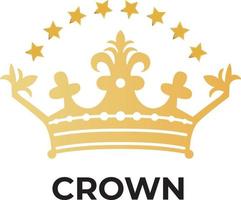 Premium style abstract gold crown logo symbol. Royal king icon. Modern luxury brand element sign. Vector illustration