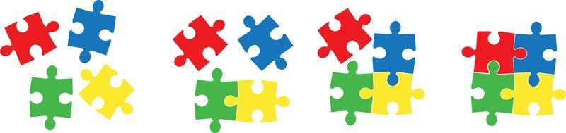 Puzzle icon set design. Puzzle symbol collection icon. Jigsaw puzzle or autism puzzle piece symbo.Vector illustration. vector
