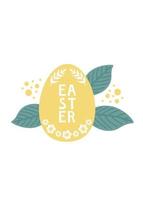 Spring poster with yellow easter egg. vector