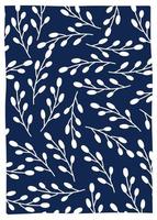 cartel de primavera de pascua con patrón floral azul vector