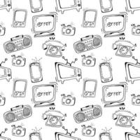 Seamless objects technology obsolete, Vector drawing cartoon character for decoration background.