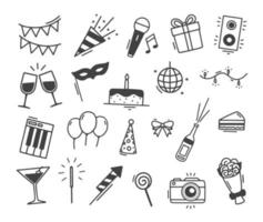 Set of Party Hand drawn doodle vector