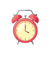 Alarm clock red isolated on white background in flat style illustration vector