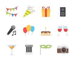 Party icon set in flat style design